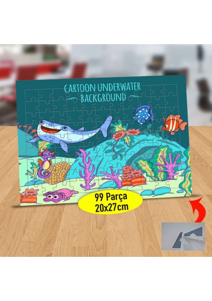Çizimsel Deniz Altı Canlıları 99 Parça Puzzle Yapboz TABLO-16209