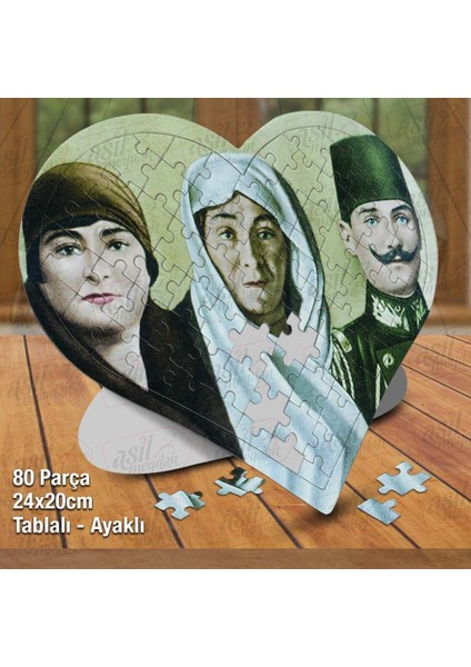 Asil Hobi Kalpli Mustafa Kemal Atatürk Annesi ve Kız Kardeşi Puzzle Fotoğraf Baskılı 80 Parça Yapboz