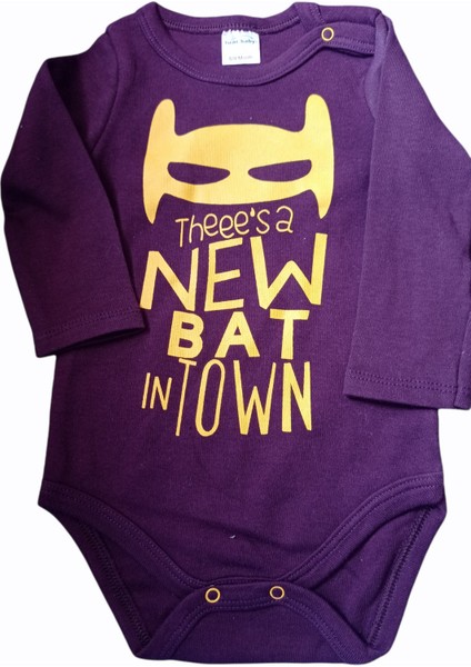 Neşeli Bebek Bordo Unisex Pamuk Theeeesa New Bat Intown Uzun Kol Body Zıbın 3-6 Ay