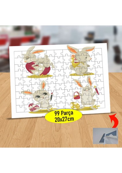 Yumurta Tutan Paskalya Tavşanı 99 Parça Puzzle Yapboz TABLO-6815