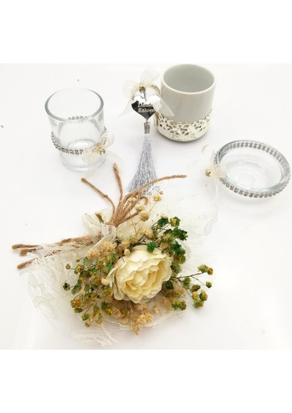 Damat Kahve Fincanı. Bardak. Lokumluk ve Çiçektakımı - Gümüş 53739