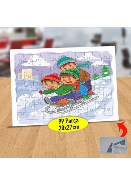 Kızakta Kayan Mutlu Arkadaşlar 99 Parça Puzzle Yapboz TABLO-133