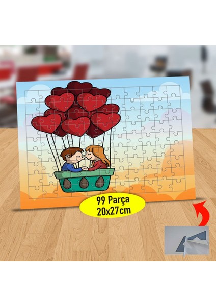 Kalpli Balonla Uçan Çift 99 Parça Puzzle Yapboz TABLO-47547142