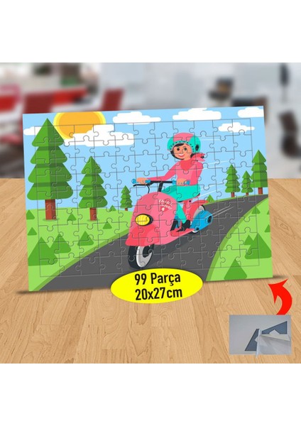 Motoruyla Gezen Kız 99 Parça Puzzle Yapboz TABLO-23-2147692698