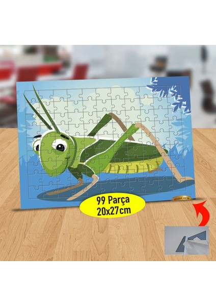 Gülümseyen Yeşil Çekirge 99 Parça Puzzle Yapboz TABLO-7214
