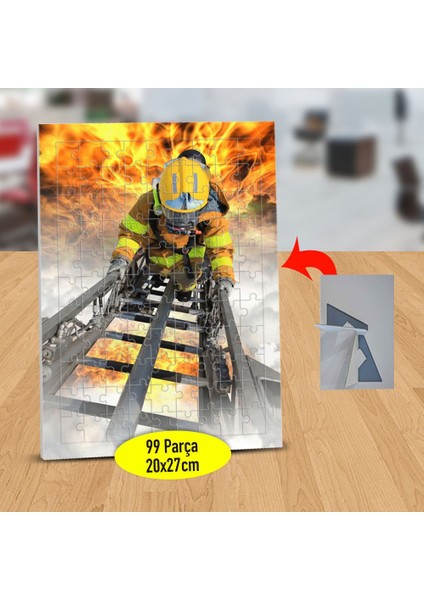 Binaya Tırmanan Itfaiyeci 99 Parça Puzzle Yapboz TABLO-1150-8371