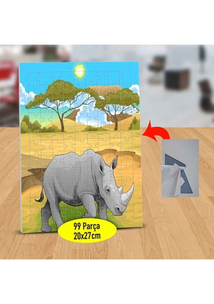 Doğal Ortamında Gergedan 99 Parça Puzzle Yapboz TABLO-1196-314
