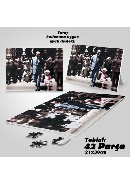 Asil Hobi Mustafa Kemal Atatürk ve Küçük Kız Çocuğu - Yapboz - Ayak Destekli 42 Parça Puzzle