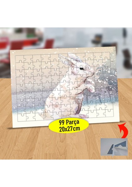 Sevimli Beyaz Tavşan 99 Parça Puzzle Yapboz TABLO-53876-56353