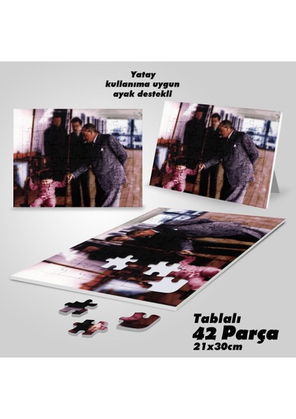 Asil Hobi Salıncakta Sallanan Kız Çocuğu ve Atatatürk -Yapboz - Ayak Destekli 42 Parça Puzzle