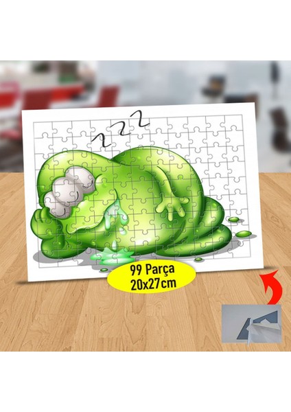 Uyuyan Yeşil Salyalı Canavar 99 Parça Puzzle Yapboz TABLO-16464