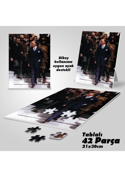 Asil Hobi Dik Duruşuyla Mustafa Kemal Atatürk - Yapboz - Ayak Destekli Çerçeveli 42 Parça Puzzle
