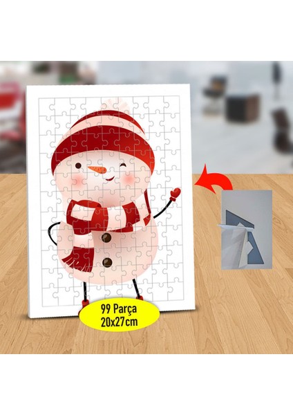 Göz Kırpan Sevimli Kardan Adam 99 Parça Puzzle Yapboz TABLO-1683