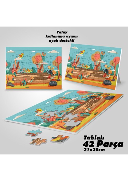 Asil Hobi Ağaçlar -Kuşlar -Doğa -Hayvan- Çocuklar Için Eğitici Yapboz- Ayak Destekli 42 Parça Puzzle