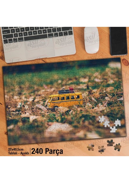 Asil Hobi Maket Woswos - Sonbahar - Araba - Tatil Yapboz - Ayak Destekli Çerçeveli 240 Parça Puzzle