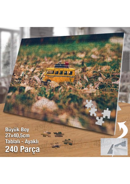Asil Hobi Maket Woswos - Sonbahar - Araba - Tatil Yapboz - Ayak Destekli Çerçeveli 240 Parça Puzzle