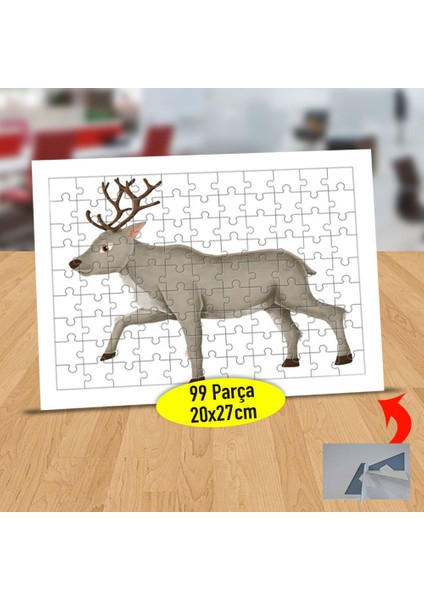 Mutlu Boynuzlu Dağ Geyiği 99 Parça Puzzle Yapboz TABLO-66364