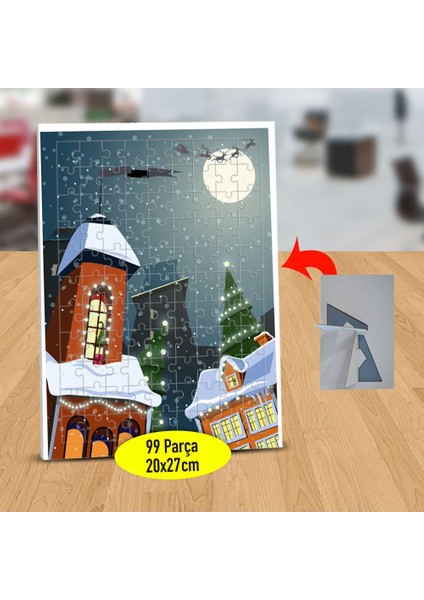 Karlı Mevsimde Ev Manzarası 99 Parça Puzzle Yapboz TABLO-16836