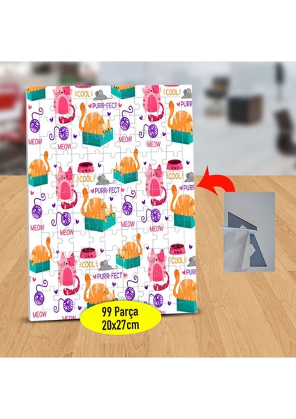 Miskin Çizimsel Kediler 99 Parça Puzzle Yapboz TABLO-2148114483