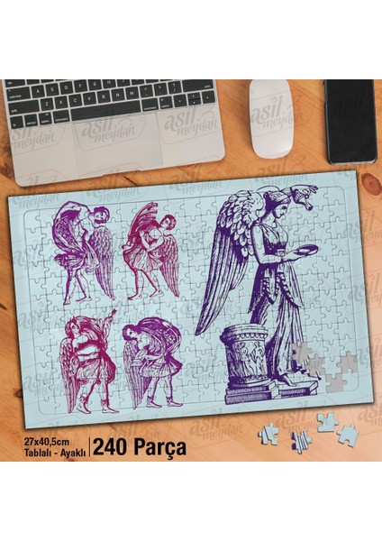 Asil Hobi Antik - Heykel - Angel - Melek Kanadı Yapboz - Ayak Destekli Çerçeveli 240 Parça Puzzle