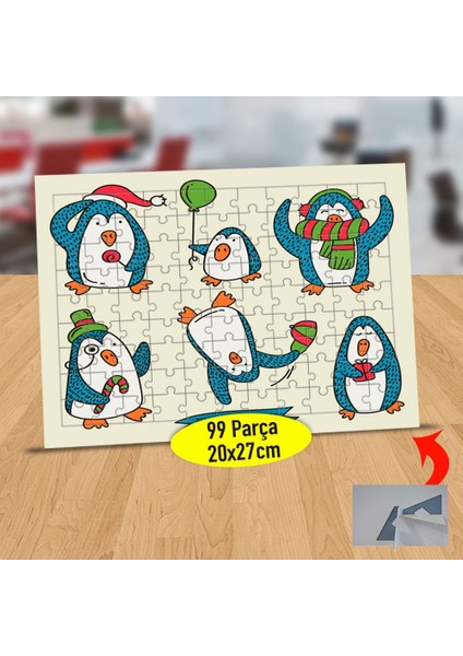 Balonlu Penguen ve Arkadaşları 99 Parça Puzzle Yapboz Tablo-21