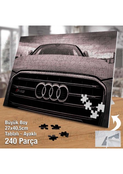 Asil Hobi Audi- S Q5 -Spor Lüks Araba -Logo -Amblem Yapboz -Ayak Destekli Çerçeveli 240 Parça Puzzle