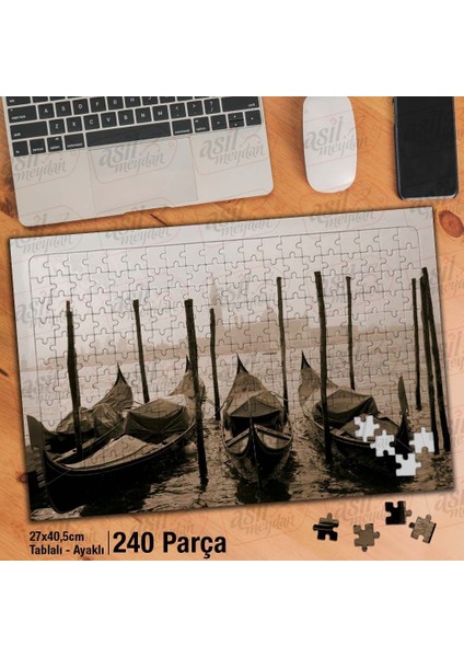 Asil Hobi Deniz - Kayık - Sis - Doğa - Manzara Yapboz-Ayak Destekli Çerçeveli 240 Parça Puzzle