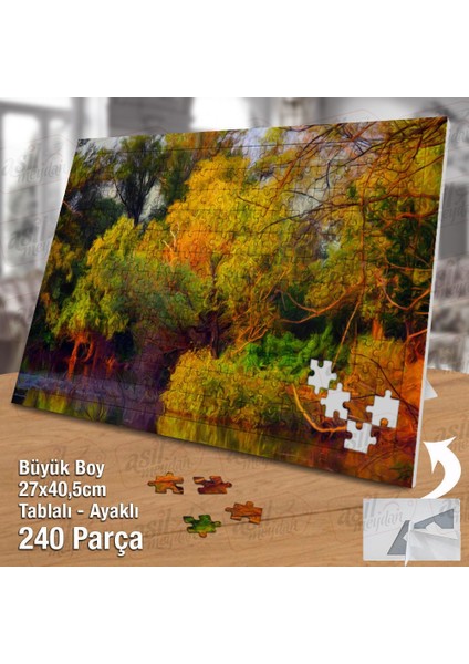Asil Hobi Ağaçlar -Gölet- Yansıma - Doğa - Manzara Yapboz - Ayak Destekli Çerçeveli 240 Parça Puzzle fiyatları