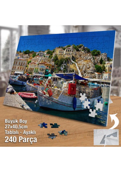 Asil Hobi Yunanistan - Deniz -Gemi -Liman -Manzara Yapboz - Ayak Destekli Çerçeveli 240 Parça Puzzle