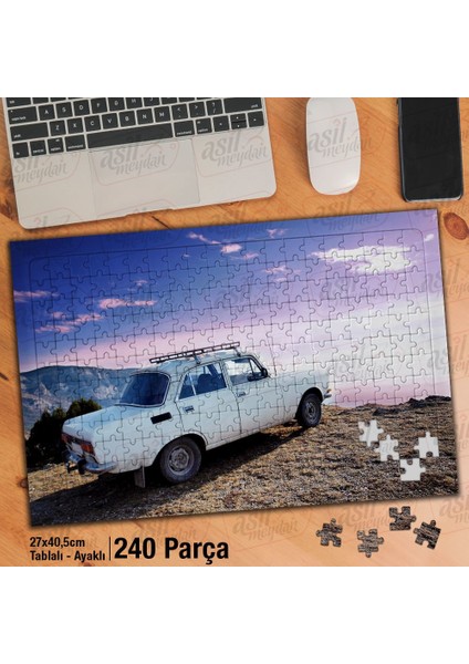 Asil Hobi Murat 216 -Nostalji -Araba -Dağ -Manzara Yapboz - Ayak Destekli Çerçeveli 240 Parça Puzzle