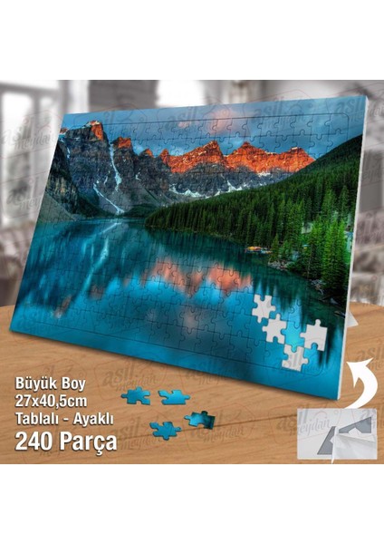 Asil Hobi Karlı Dağlar -Çam Ağaçları -Göl -Manzara Yapboz -Ayak Destekli Çerçeveli 240 Parça Puzzle fiyatları