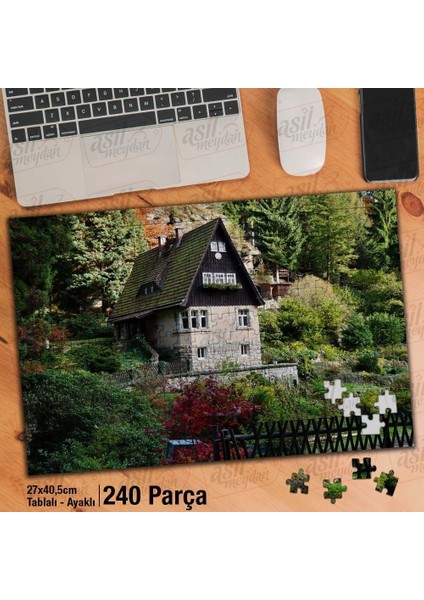 Asil Hobi Ağaçların Içerisinde Şirin Ev - Doğa Yapboz -Ayak Destekli Çerçeveli 240 Parça Puzzle