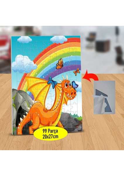 Gökkuşağı Altında Ejderha 99 Parça Puzzle Yapboz TABLO-130810479