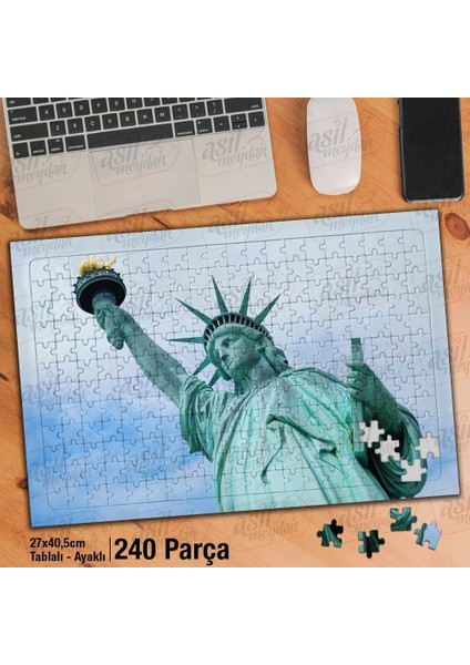 Asil Hobi Özgürlük Heykeli - New York Yapboz - Ayak Destekli Çerçeveli 240 Parça Puzzle