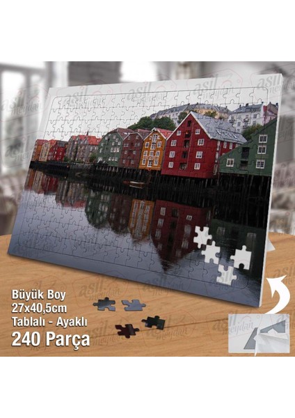 Asil Hobi Rengarenk Evler -Deniz -Yansıma -Manzara Yapboz - Ayak Destekli Çerçeveli 240 Parça Puzzle fiyatları