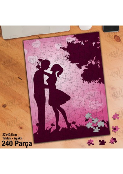 Asil Hobi Sevgili - Silüet - Aşk -Tutku Yapboz - Ayak Destekli Çerçeveli 240 Parça Puzzle
