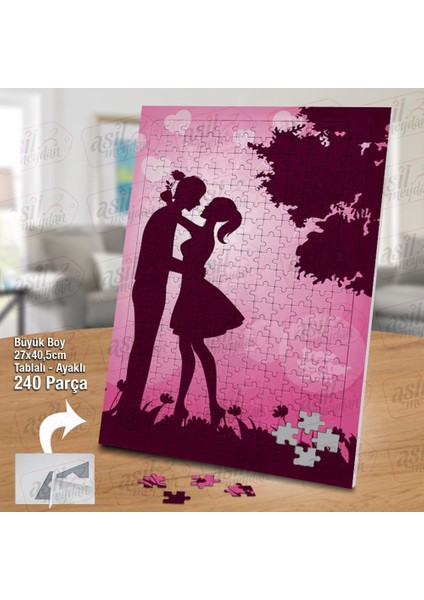Asil Hobi Sevgili - Silüet - Aşk -Tutku Yapboz - Ayak Destekli Çerçeveli 240 Parça Puzzle