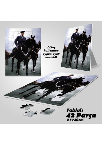 Asil Hobi Mustafa Kemal Atatürk -At Binme -Yapboz - Ayak Destekli Çerçeveli 42 Parça Puzzle