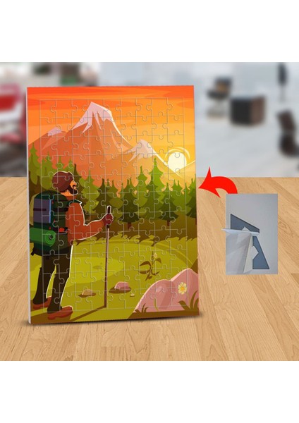 Gün Batımında Dağcı 99 Parça Puzzle Yapboz TABLO-1441-60