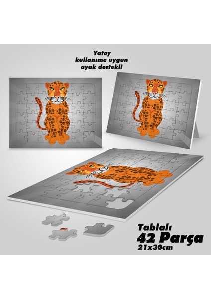 Asil Hobi Leopar - Vahşi Hayvan Yapboz- Ayak Destekli Çerçeveli 42 Parça Puzzle
