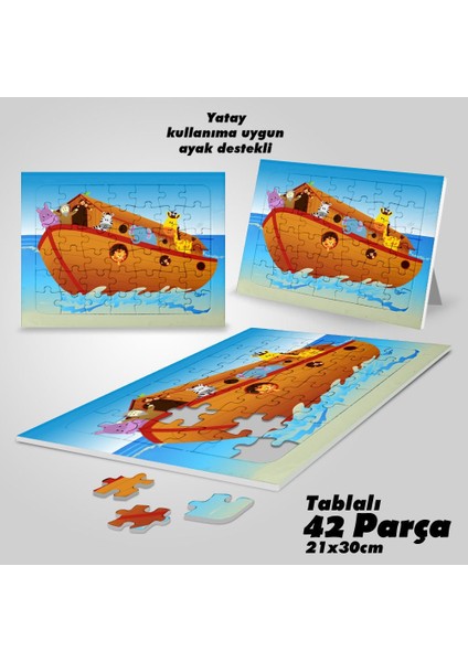 Asil Hobi Deniz-Gemi -Sevimli Hayvanlar- Çocuklar Için Eğitici Yapboz- Ayak Destekli 42 Parça Puzzle