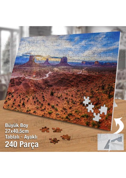 Arizona - Abd - Çöl - Kızıl Vadi -Manzara Yapboz -Ayak Destekli Çerçeveli 240 Parça Puzzle