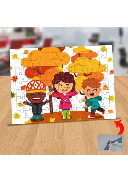 Sonbahara Sevinen Çocuklar 99 Parça Puzzle Yapboz TABLO-3446300