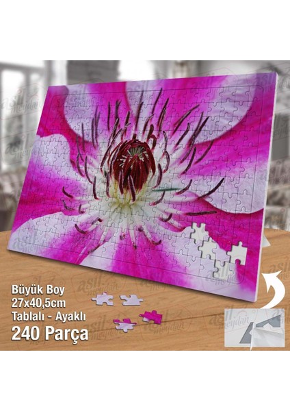 Akasma Çiçeği - Beyaz - Pembe - Bitki Yapboz -Ayak Destekli Çerçeveli 240 Parça Puzzle