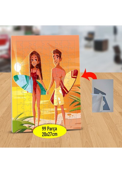 Gün Batımında Sörfçüler 99 Parça Puzzle Yapboz TABLO-33099-354
