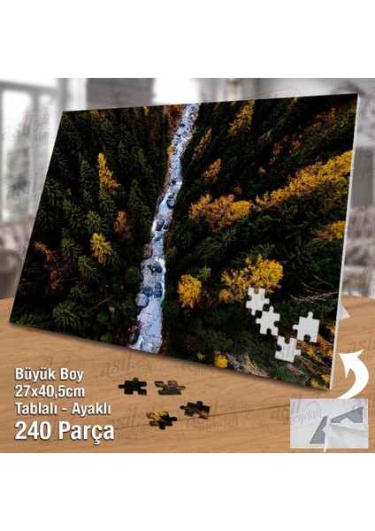 Asil Hobi Çam Ağaçları - Akan Nehir - Su - Doğa Yapboz- Ayak Destekli Çerçeveli 240 Parça Puzzle fiyatları