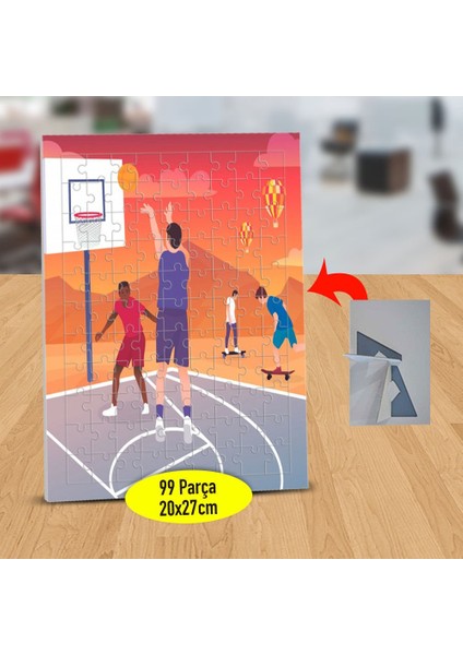 Basketbol Oynayan Gençler 99 Parça Puzzle Yapboz TABLO-47868156