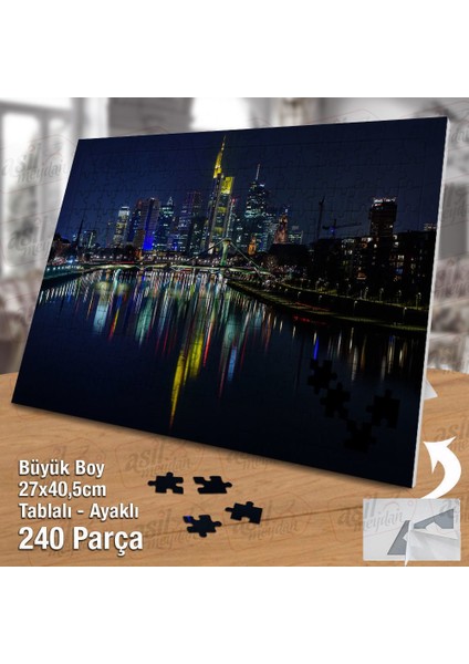 Asil Hobi Gece Şehir Manzarası - Deniz -Yansıma Yapboz- Ayak Destekli Çerçeveli 240 Parça Puzzle fiyatları