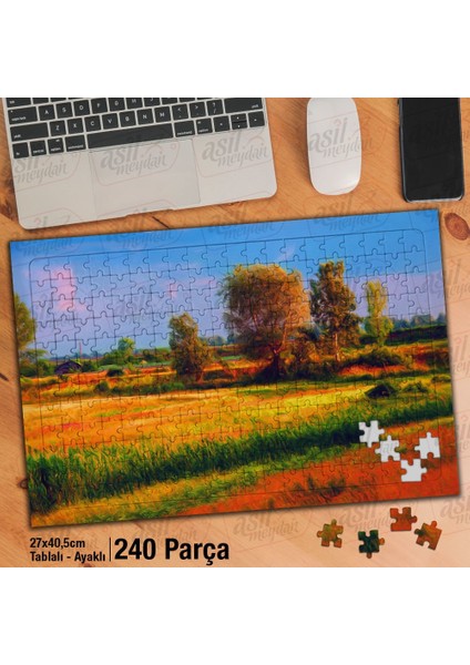 Asil Hobi - Tarla - Doğa - Manzara - Ağaçlar - Yapboz - Ayak Destekli Çerçeveli 240 Parça Puzzle