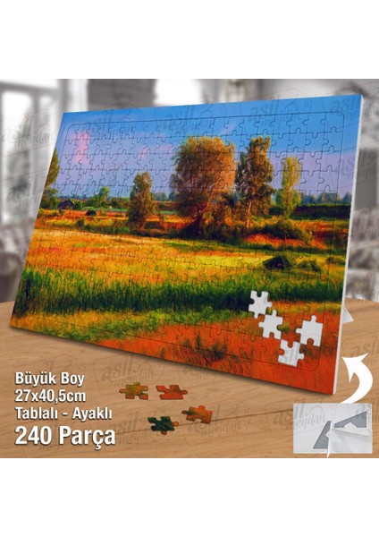 Asil Hobi - Tarla - Doğa - Manzara - Ağaçlar - Yapboz - Ayak Destekli Çerçeveli 240 Parça Puzzle